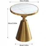 Aureo Luxe White Marble Side Table with Cone Base