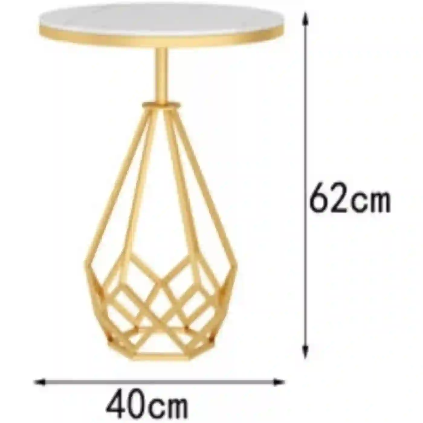 Luna Geo White Marble Side Table with Gold Sculptural Base