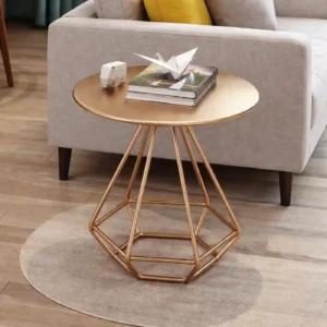 Nova Bronze Metal Side Table with Geometric Base