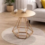 Nova Bronze Metal Side Table with Geometric Base