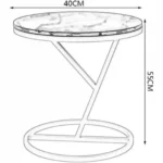 Velo Mod White Marble Side Table with Y-Shaped Gold Base