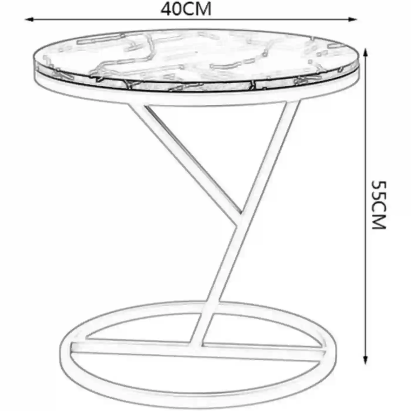Velo Mod White Marble Side Table with Y-Shaped Gold Base