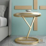 Gold Base White Marble Side Table