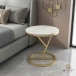 Gold Base White Marble Side Table 2