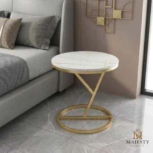 Gold Base White Marble Side Table 2