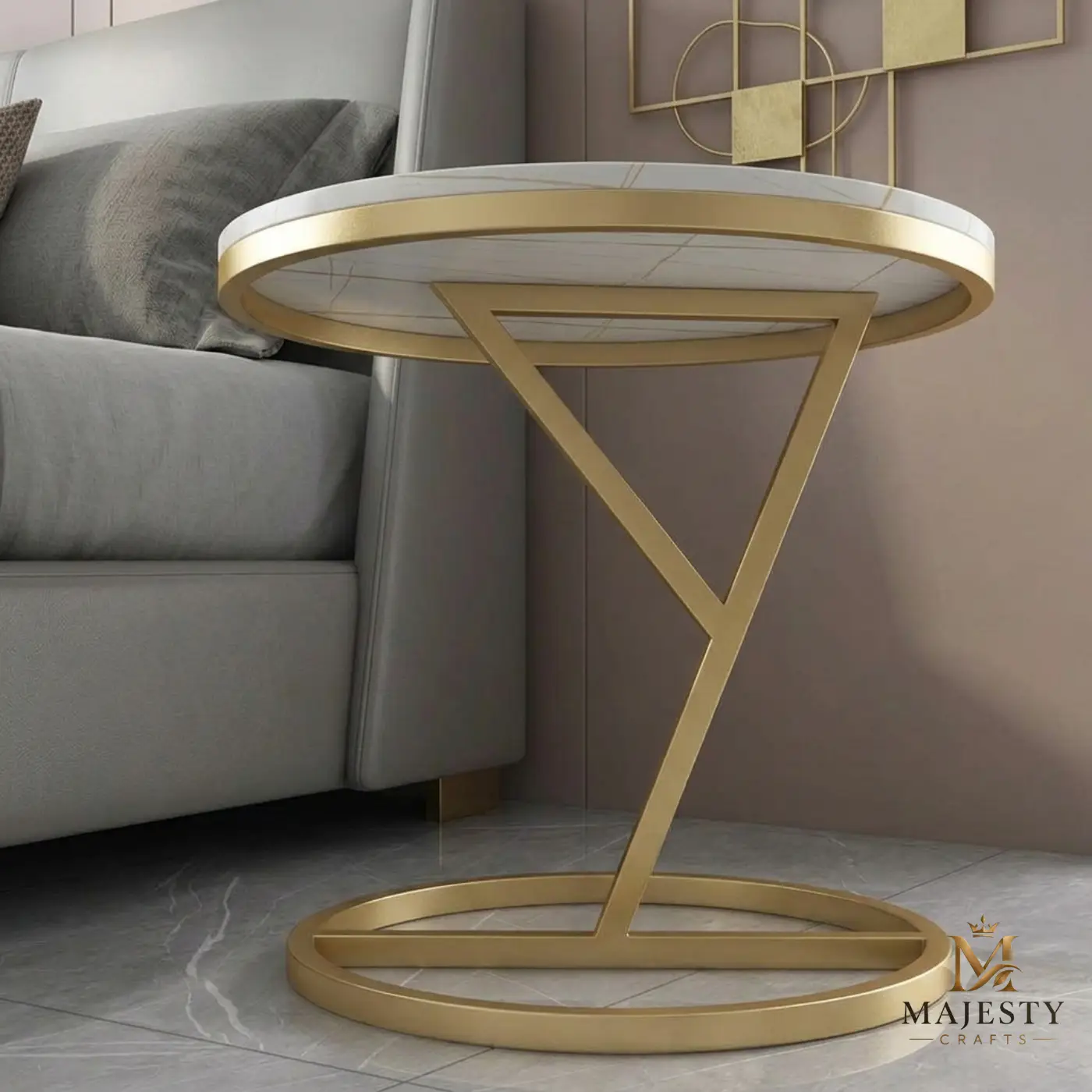 Gold Base White Marble Side Table 3