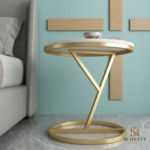 Gold Base White Marble Side Table