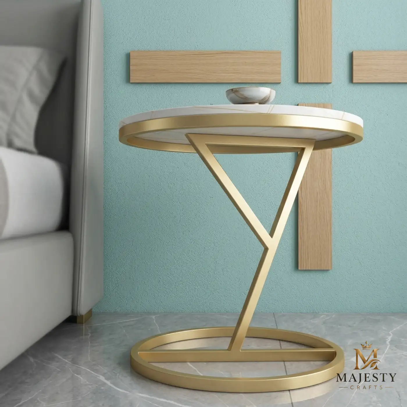 Gold Base White Marble Side Table