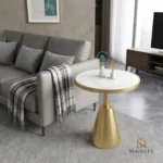 Luxe White Marble Cone Base Side Table-2