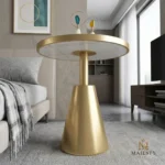 Luxe White Marble Cone Base Side Table-3