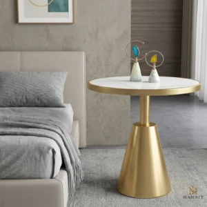 Luxe White Marble Cone Base Side Table